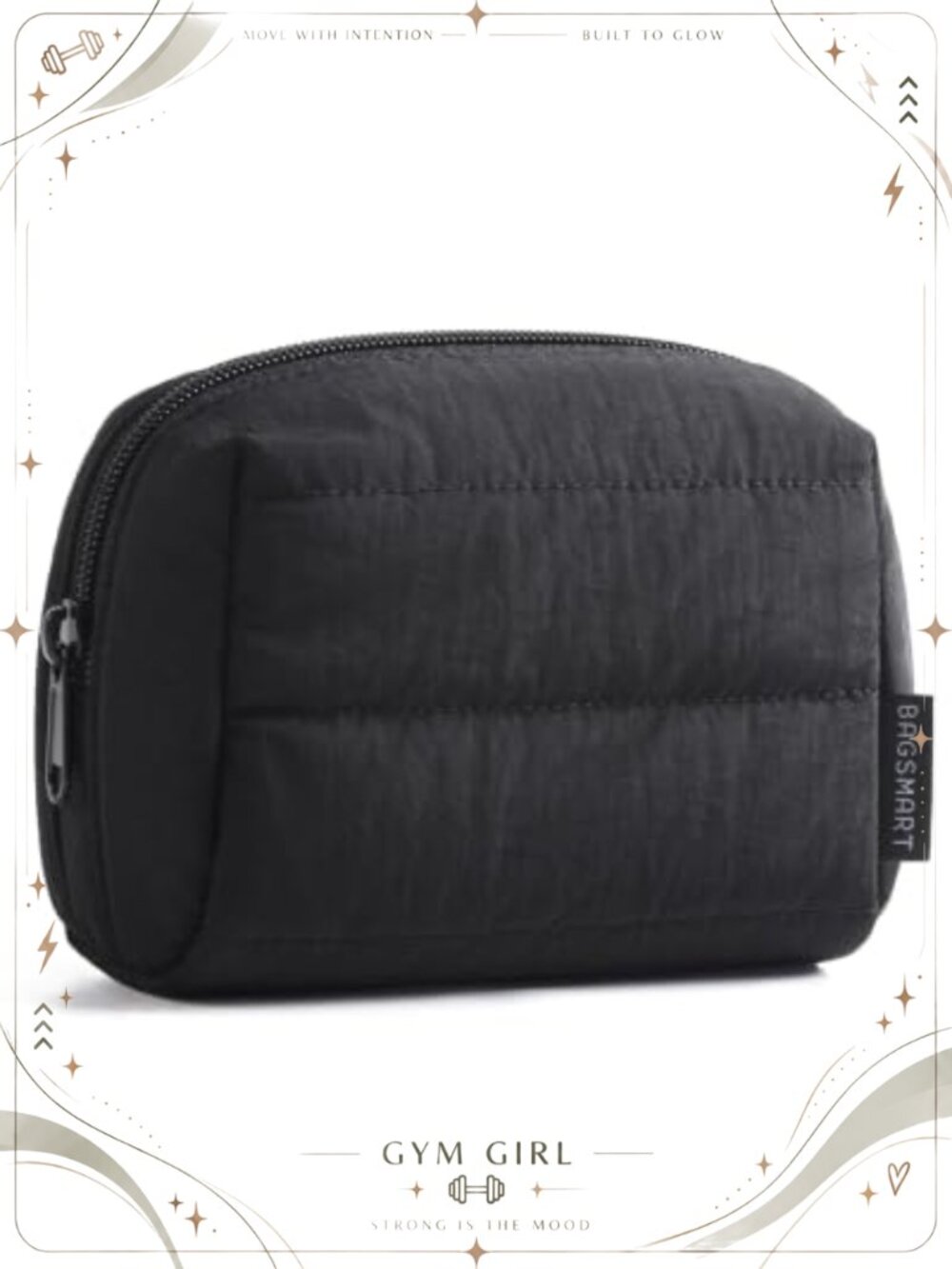 Small Puffy Makeup Bag Mini Zipper Cosmetic Pouch for Purse